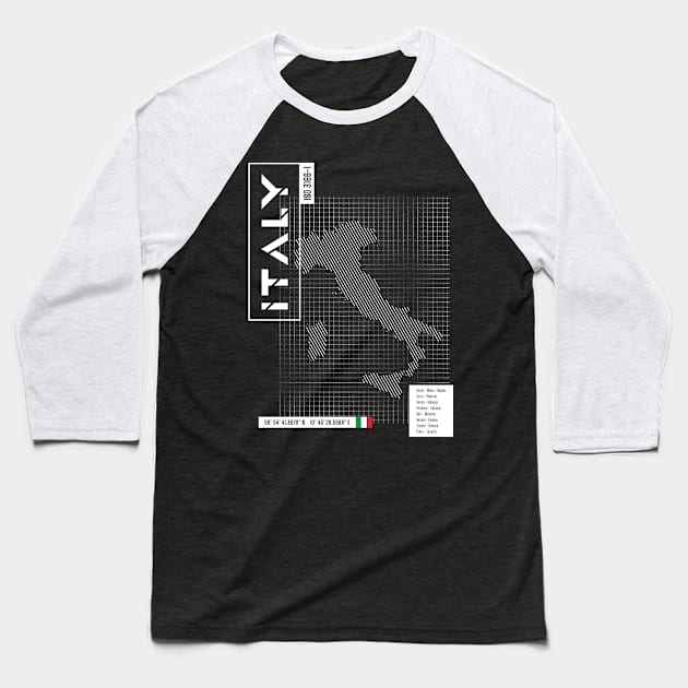 Italy Futuristic Map Baseball T-Shirt by R4Design